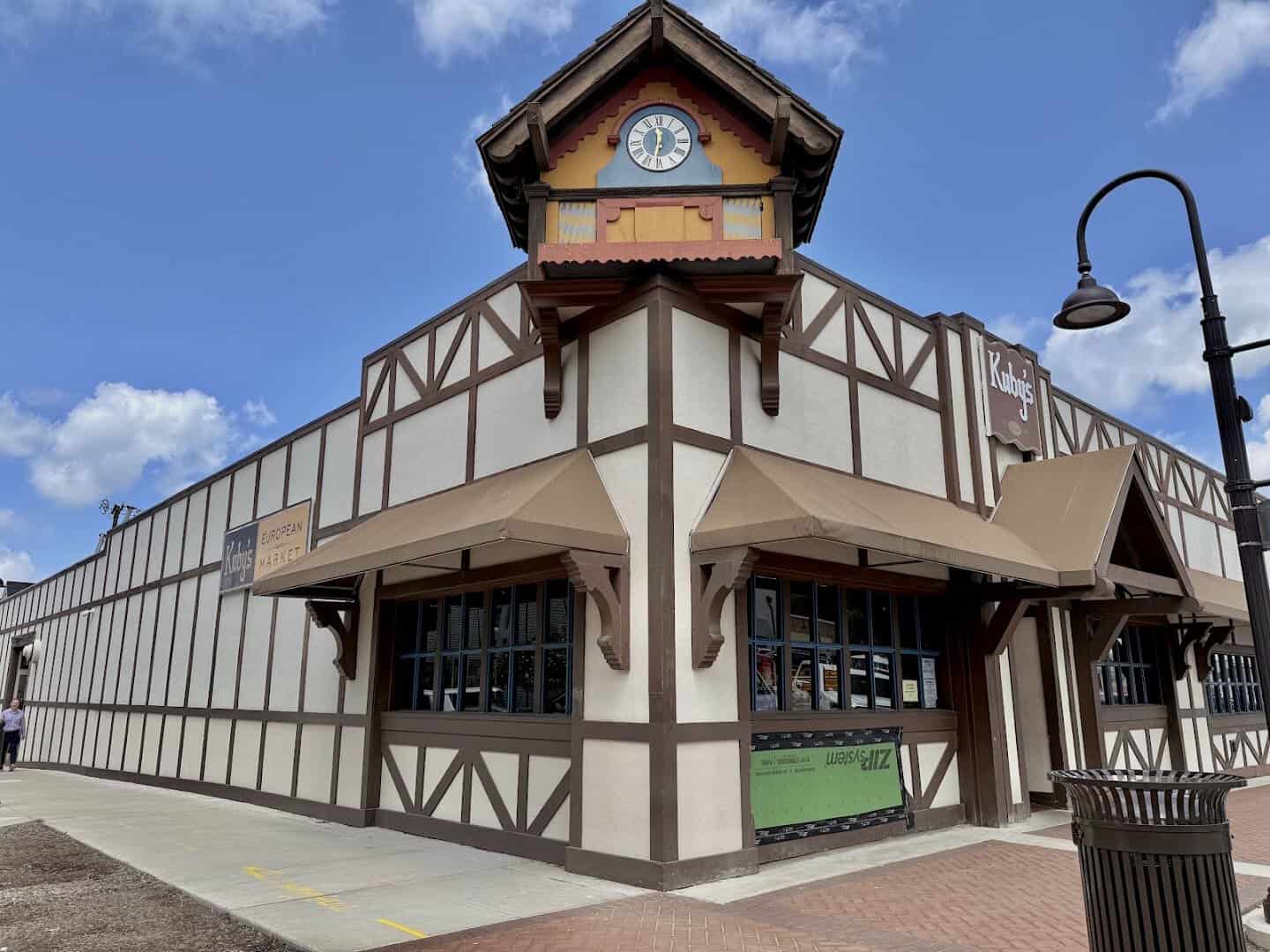 Tudor storefront of Kuby's European Market in Snider Plaza, Dallas