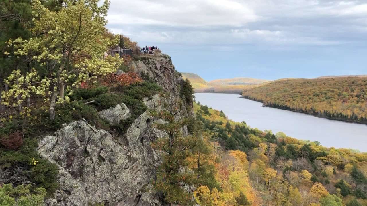 Fall color over Lake of the Clouds in the Porcupine Mountains, Michigan