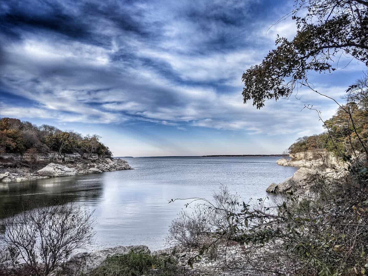 Wide blue view over Lake Texoma at Eisenhower State Park