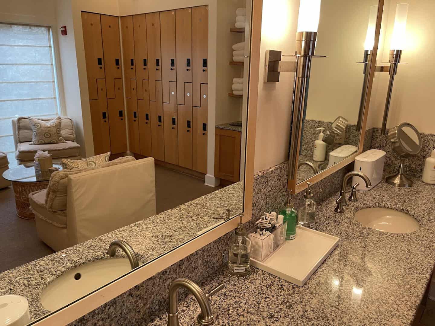 LakeHouse Spa locker room vanity at Lake Austin Spa Resort