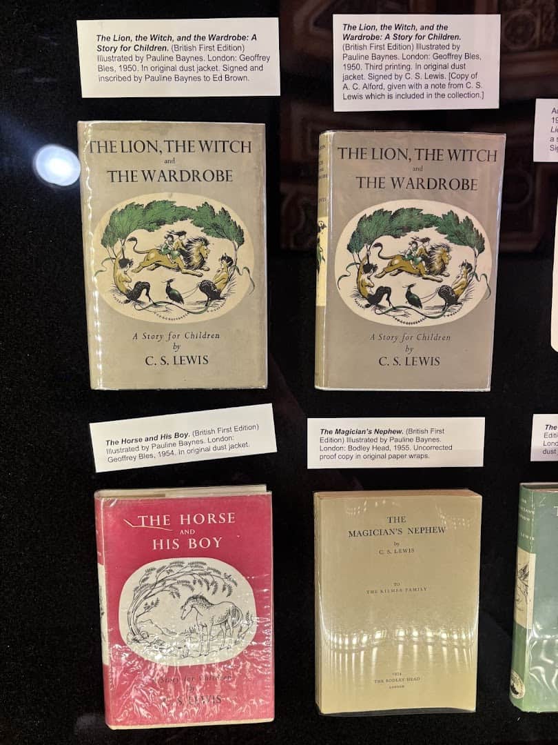 C.S. Lewis first editions including The Lion, the Witch and the Wardrobe on display at the Lanier Theological Library