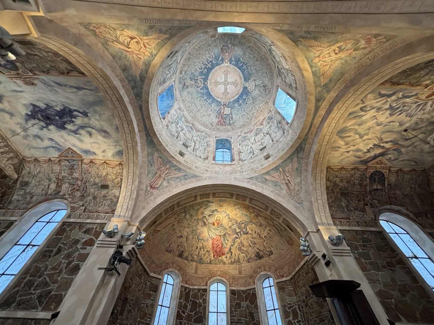 Byzantine-style ceiling murals in the Stone Chapel at the Lanier Theological Library, painted by Richard McCluskey