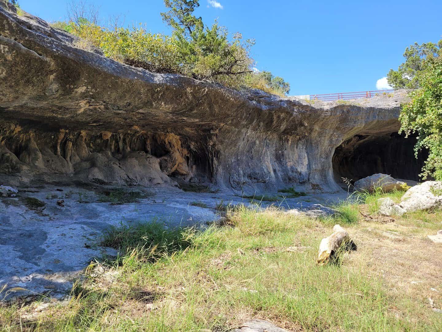 Limestone bluff and rock shelter where the Tonkawa once camped at Tonkawa Falls City Park