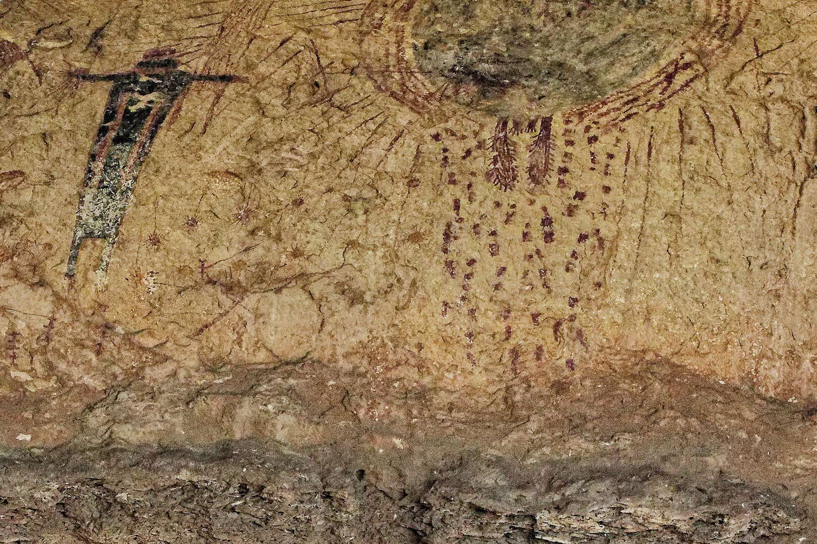Panel of Lower Pecos rock art paintings at Seminole Canyon State Park