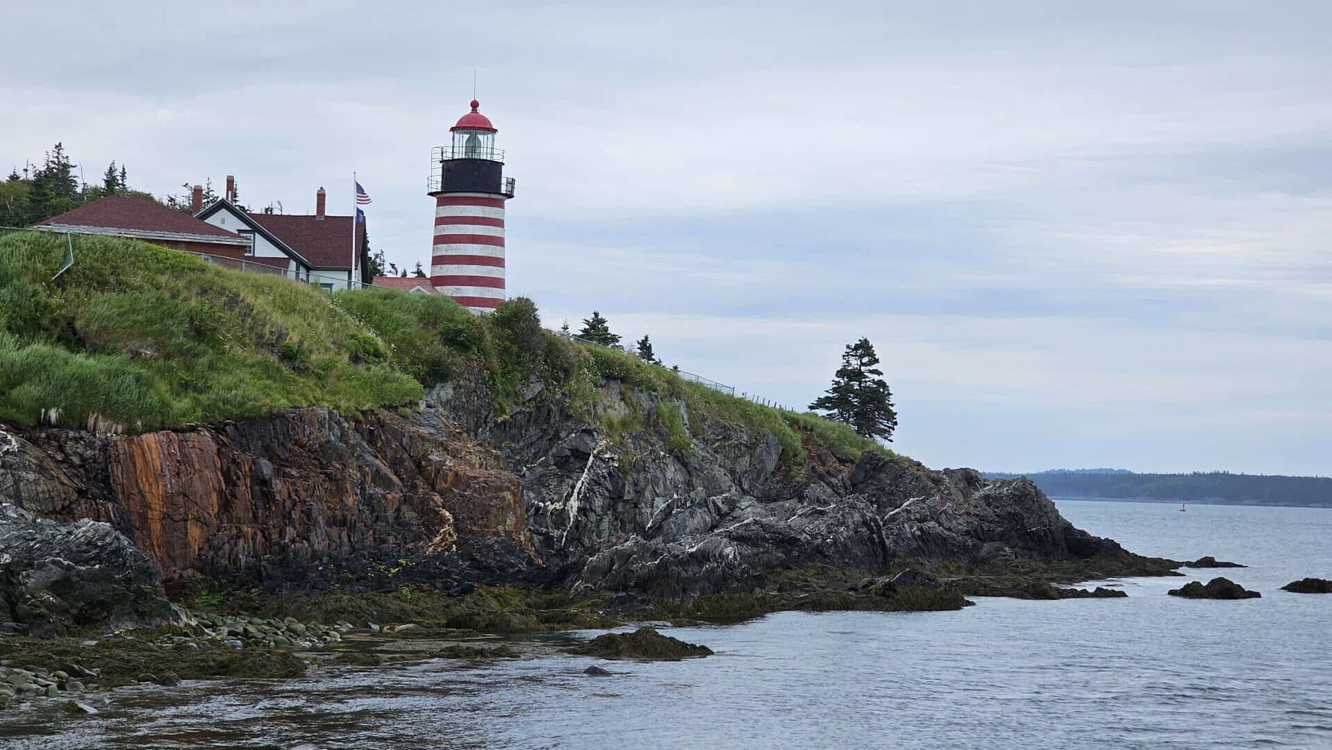 West Quoddy Head Light on the cliffs in Lubec, Maine