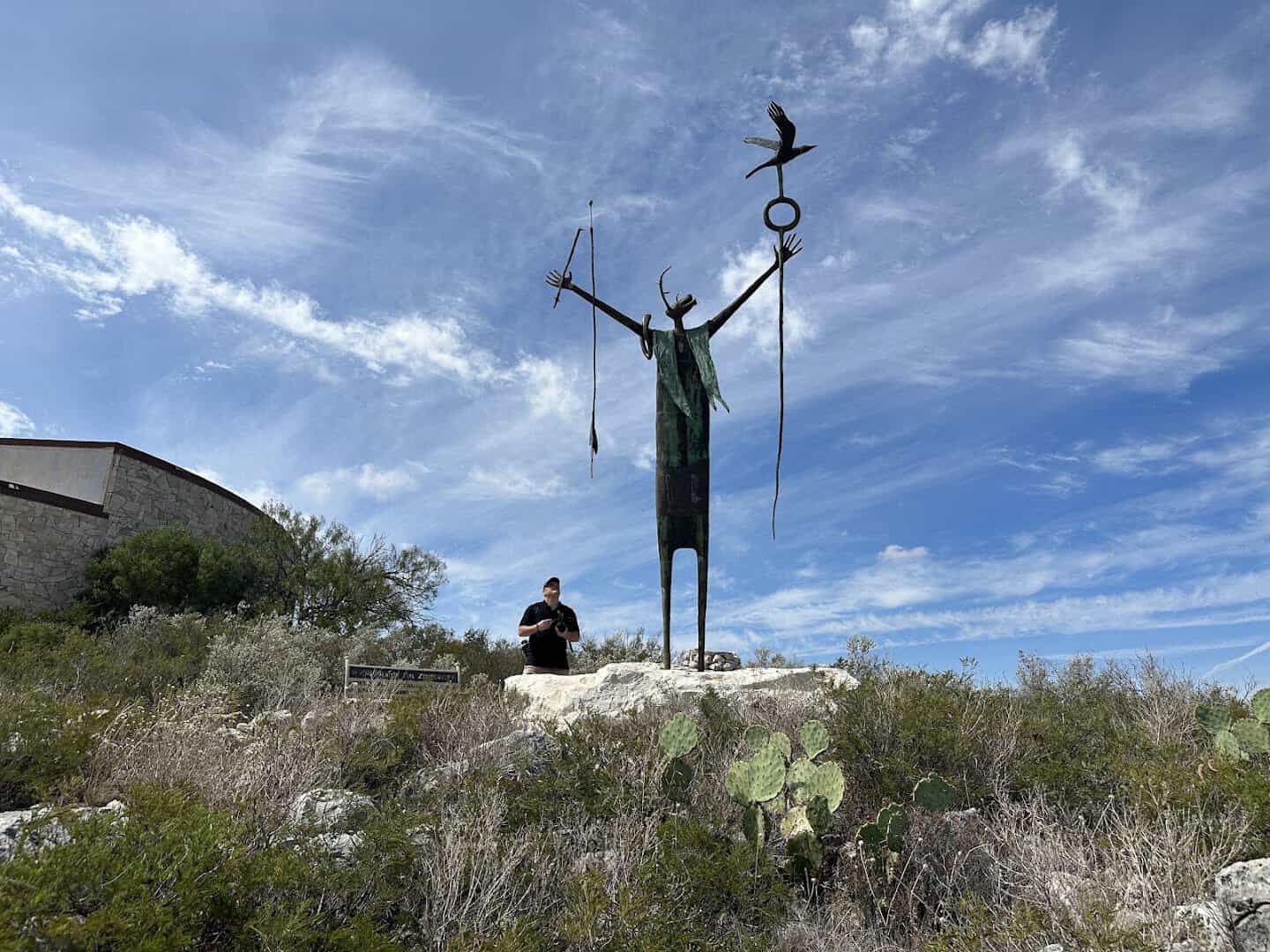 The Maker of Peace shaman sculpture at Seminole Canyon State Park