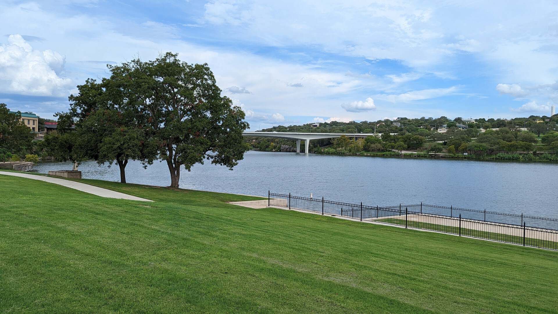 Oak tree over the calm water of Lake Marble Falls, Texas