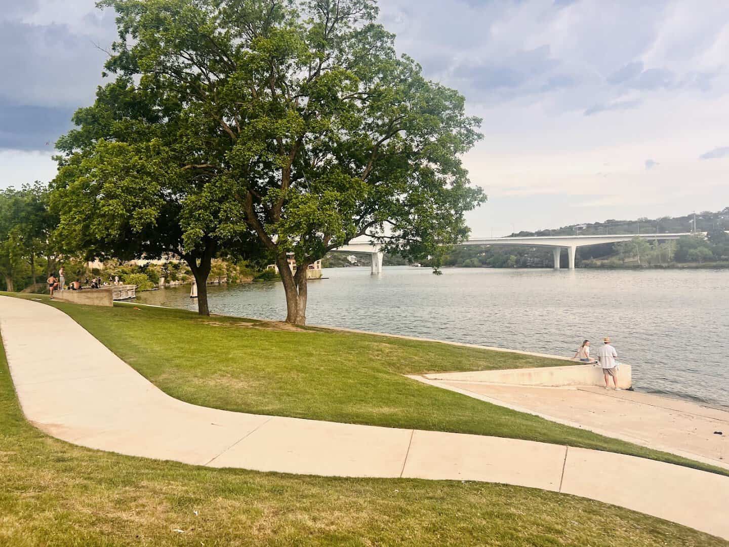 Shaded walking trail along the lake in Marble Falls, Texas