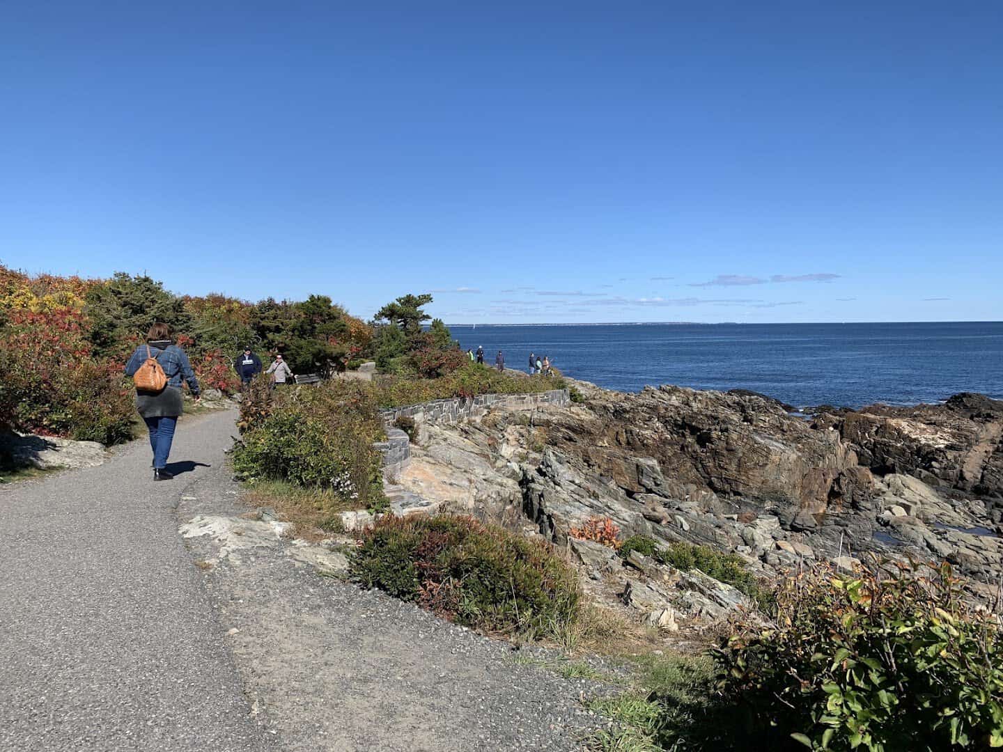 The paved Marginal Way cliff path along the Atlantic in Ogunquit, Maine