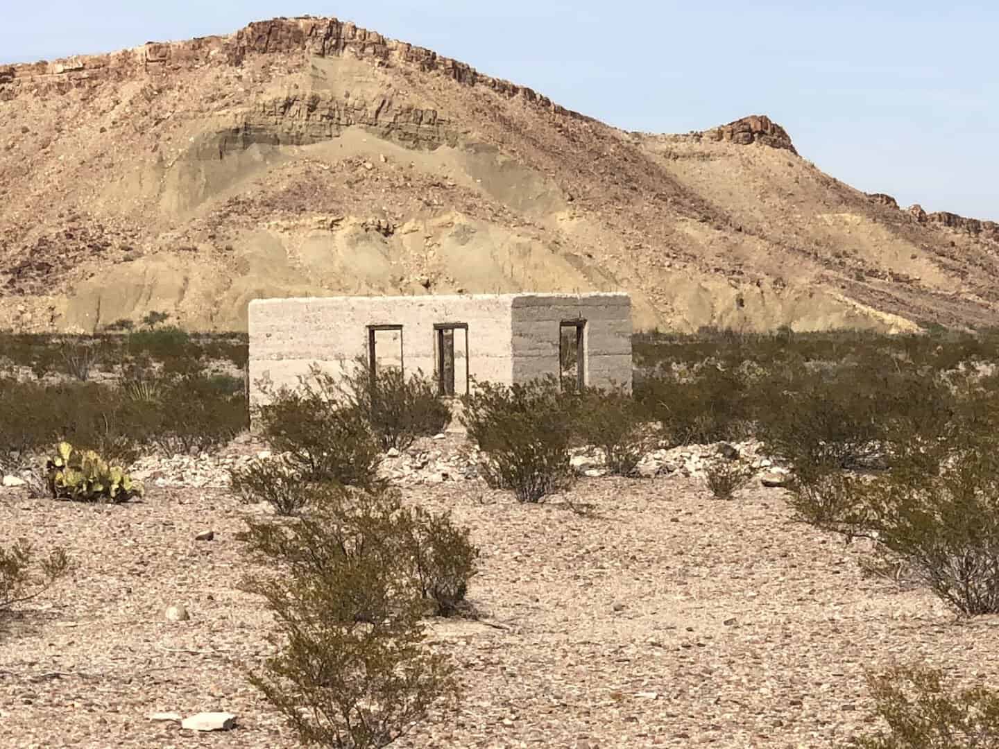 Never occupied concrete house from 1942 below Mariscal Mountain at Mariscal Mine