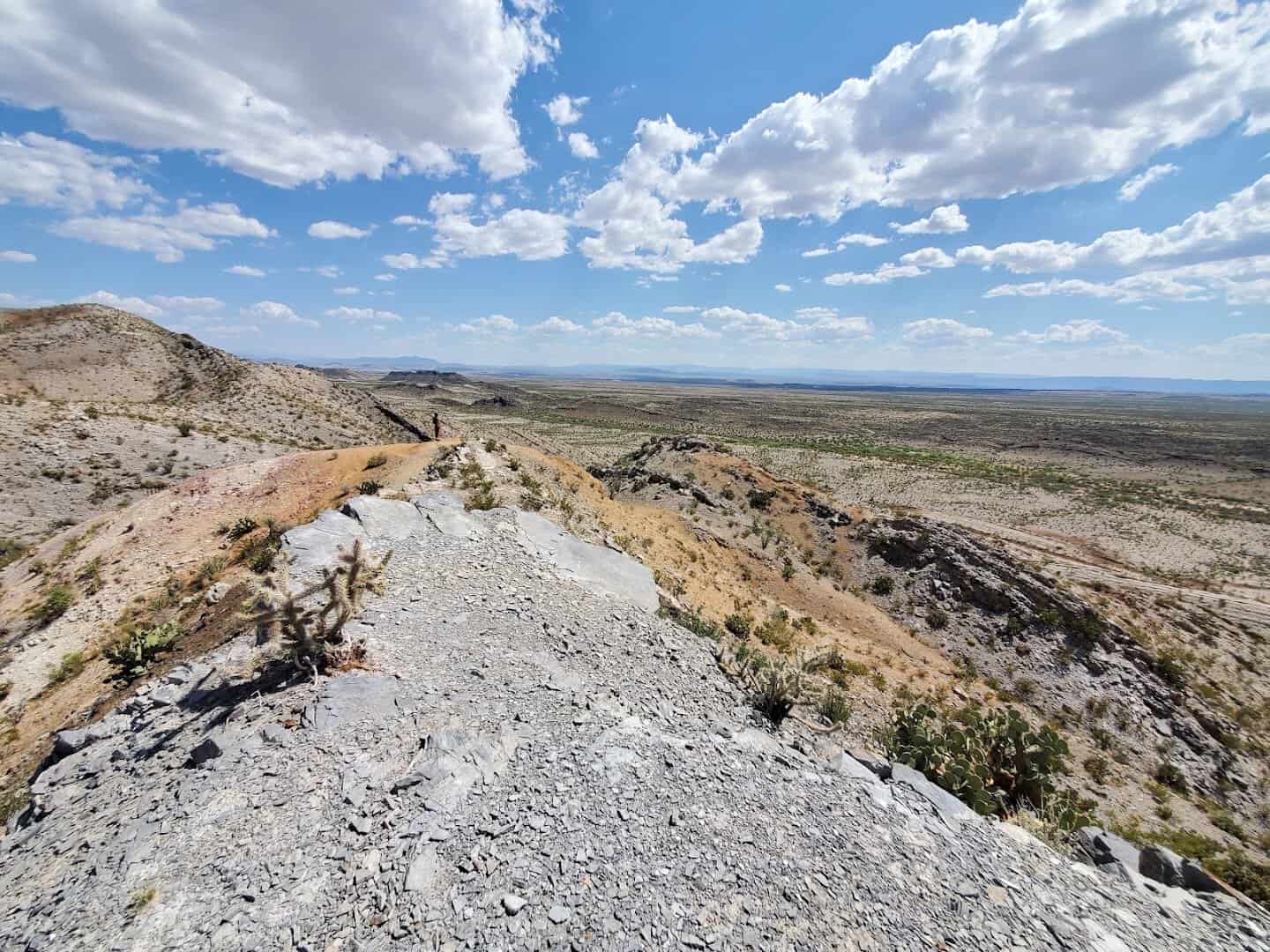 Ridge trail above Mariscal Mine with wide Chihuahuan Desert views in Big Bend