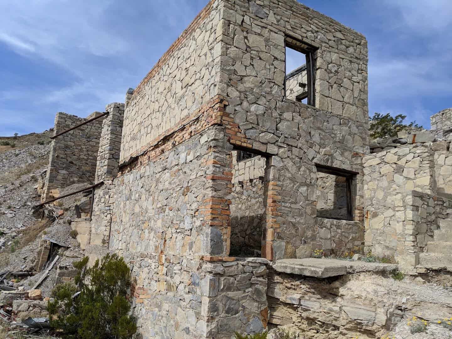 Hand stacked stone rock house ruin at Mariscal Mine in Big Bend National Park