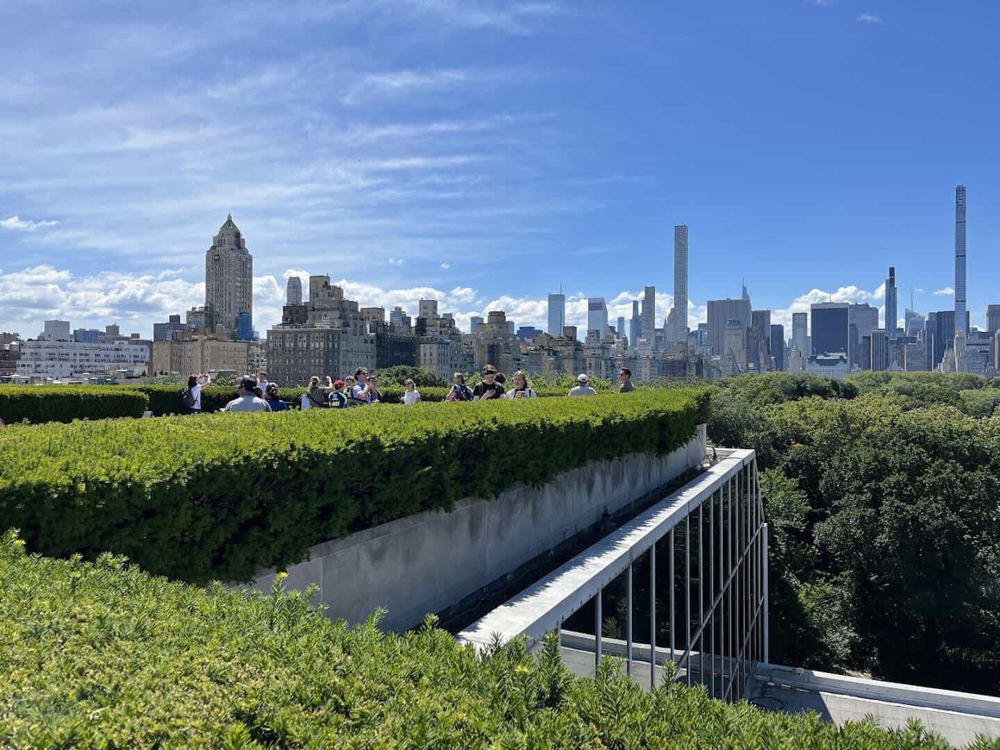 The rooftop garden at the Metropolitan Museum of Art overlooking the Manhattan skyline, New York City