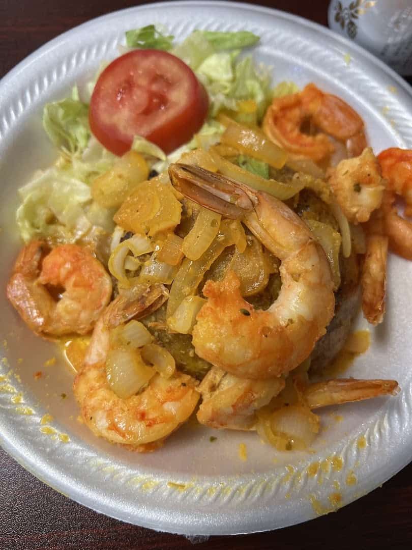 Mofongo with garlic shrimp at El Flamboyan in Wylie, Texas