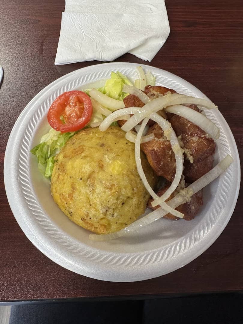 Mofongo topped with fried pork at El Flamboyan in Wylie, Texas