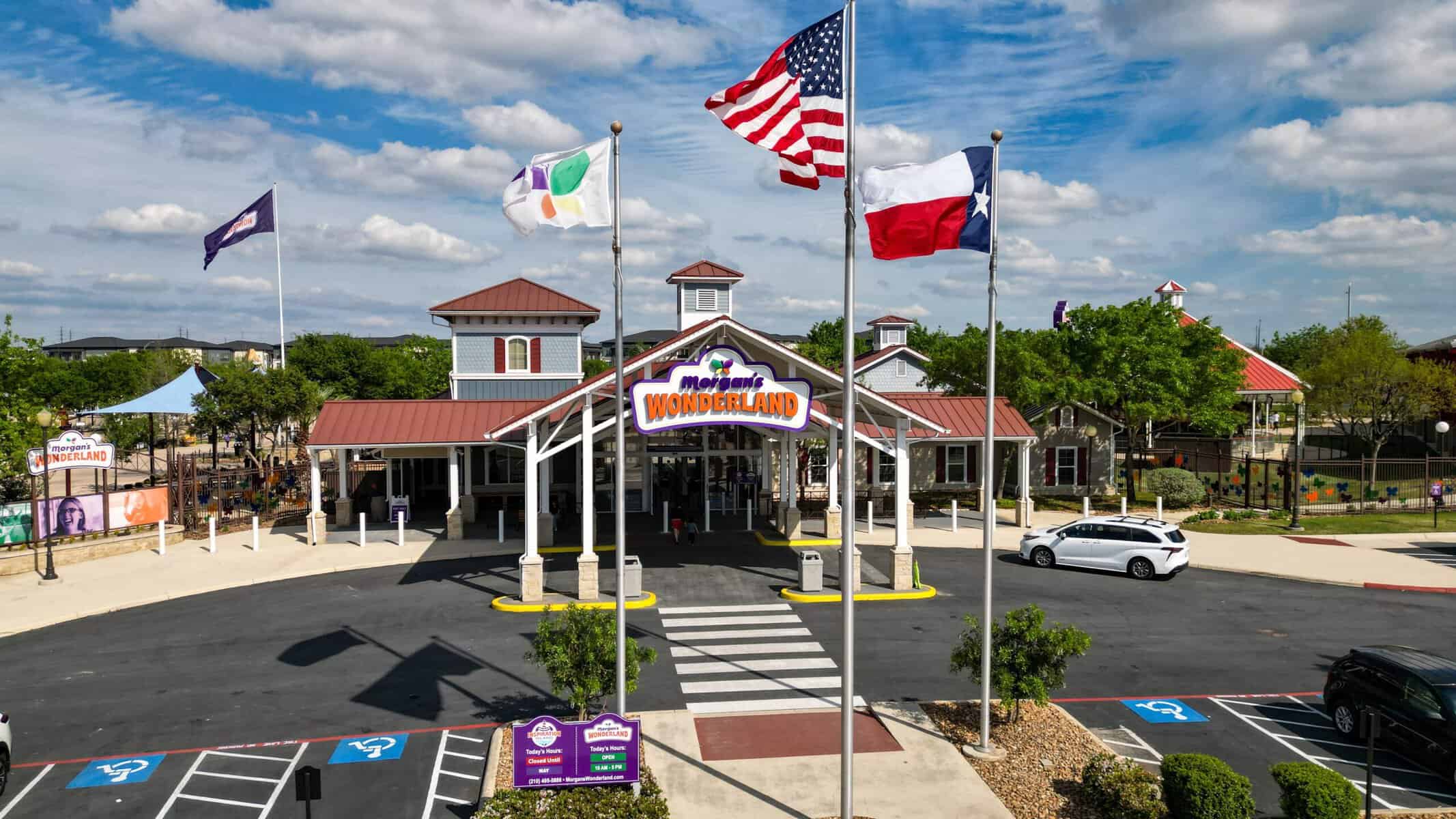 Aerial view of the entrance to Morgan's Wonderland in San Antonio