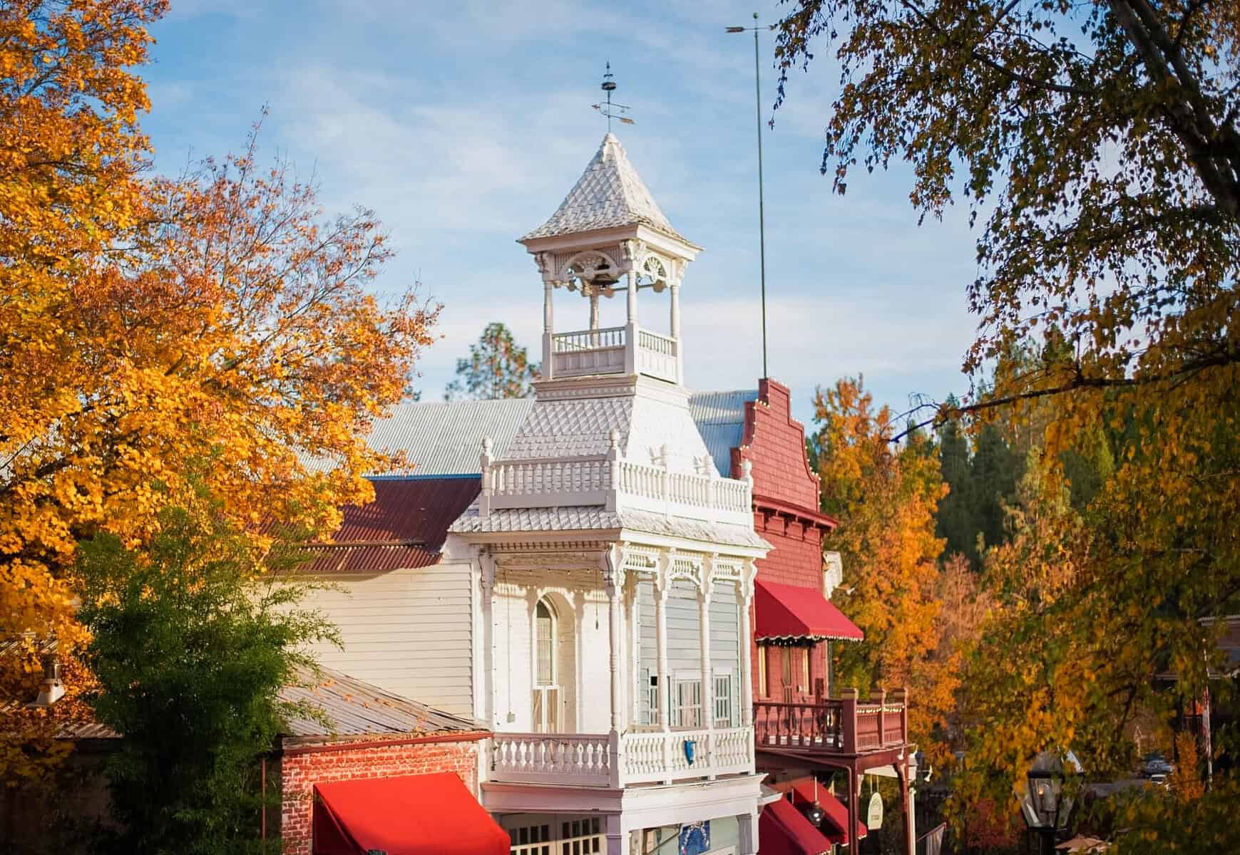 Historic downtown and firehouse in Nevada City, California