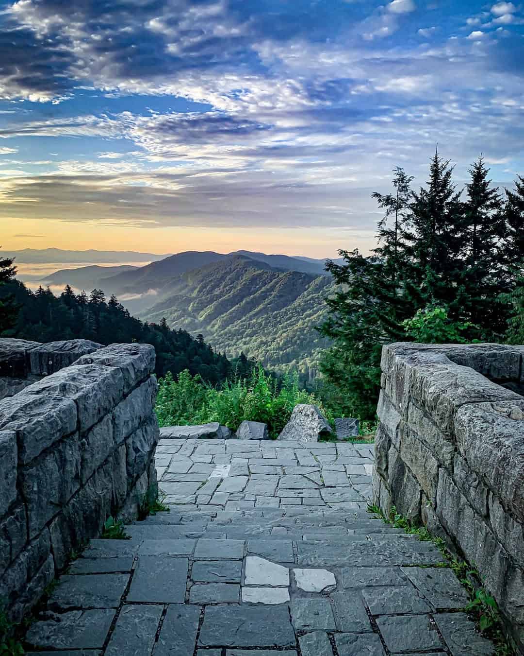 The Newfound Gap overlook and layered ridges, Great Smoky Mountains, Tennessee