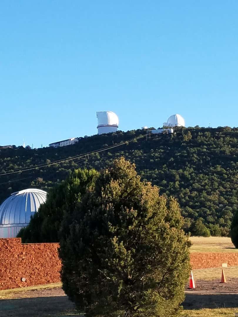 Telescope dome at McDonald Observatory framed by the Davis Mountains landscape