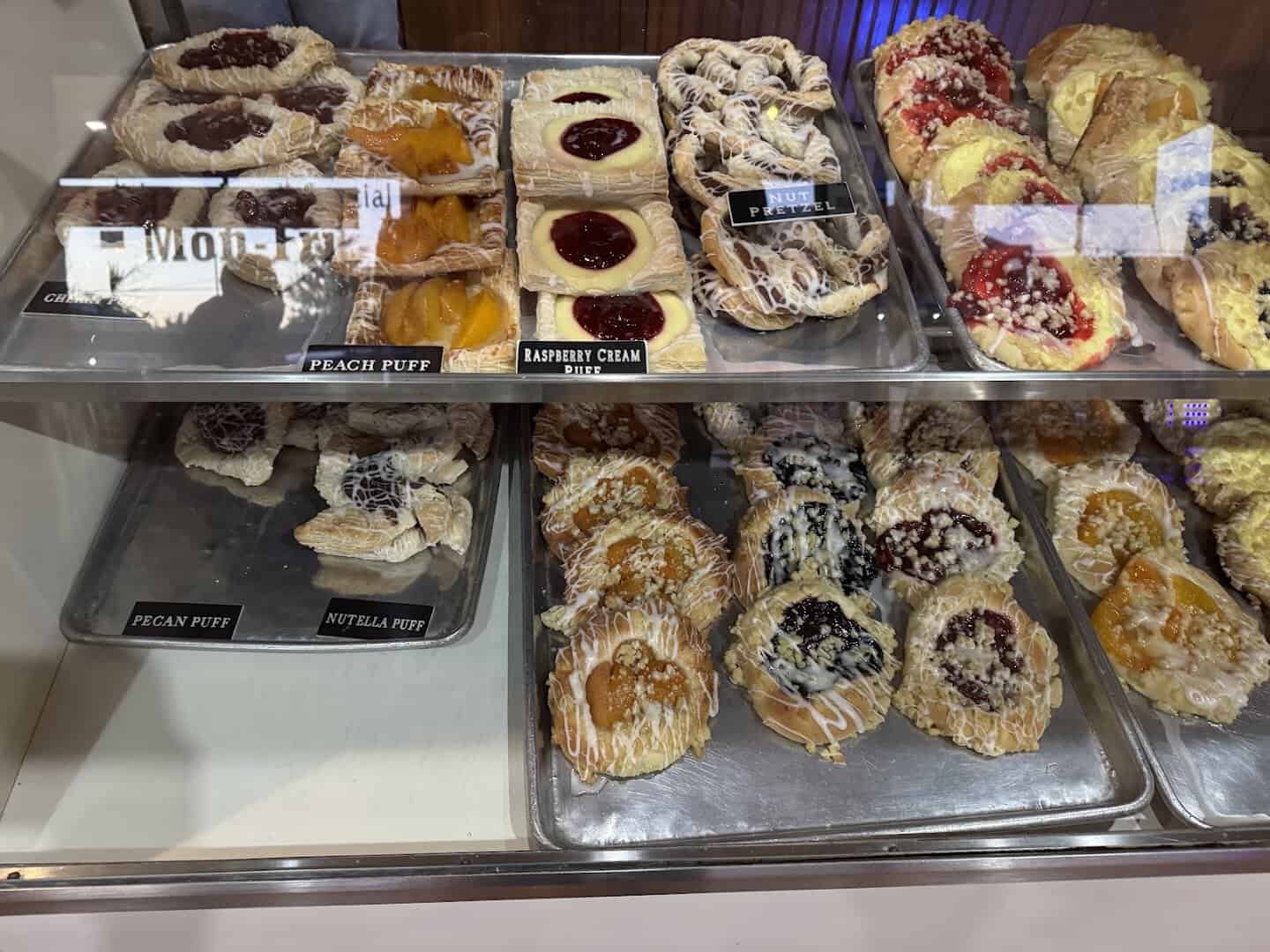Case of German pastries at Old German Bakery in Fredericksburg, Texas