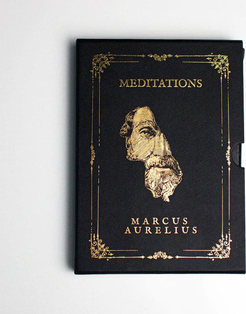 A boxed edition of Marcus Aurelius Meditations, a signature title at The Painted Porch Bookshop in Bastrop