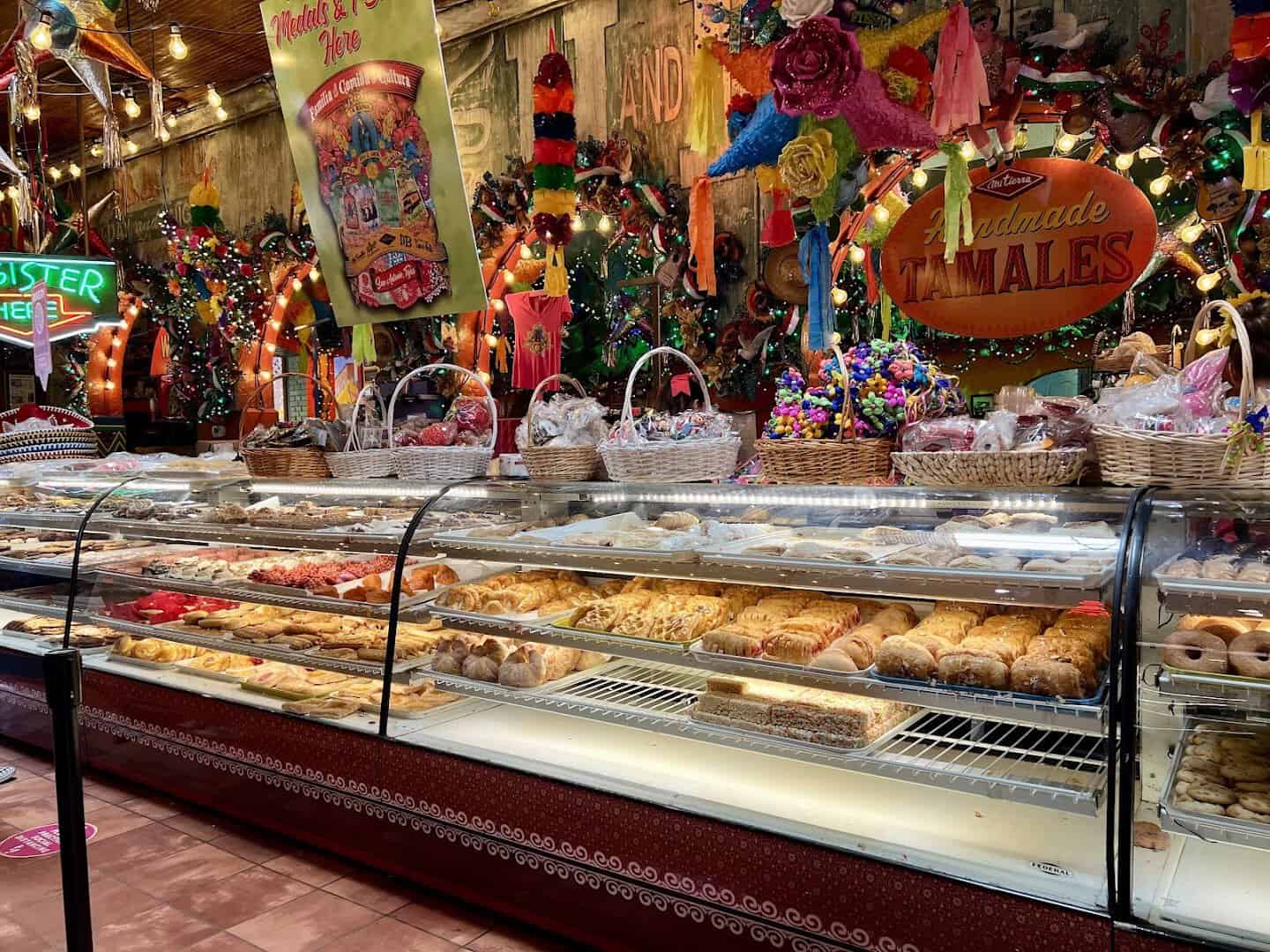 Pan dulce in the bakery cases at Mi Tierra Cafe y Panaderia in San Antonio