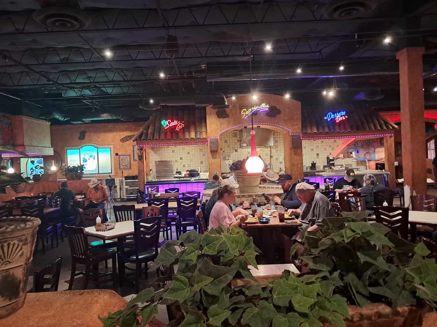The colorful dining room at Pancho's Mexican Buffet in Mesquite, Texas