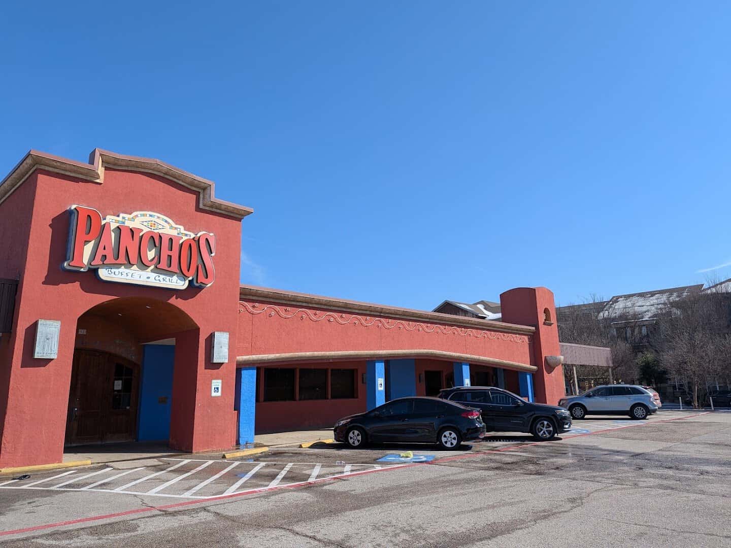 The storefront of Pancho's Mexican Buffet in Mesquite, Texas