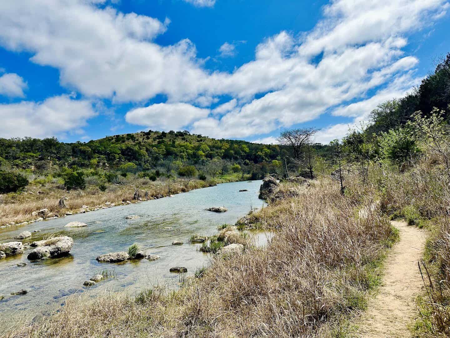 Hiking trail leading toward the Pedernales River in the Hill Country