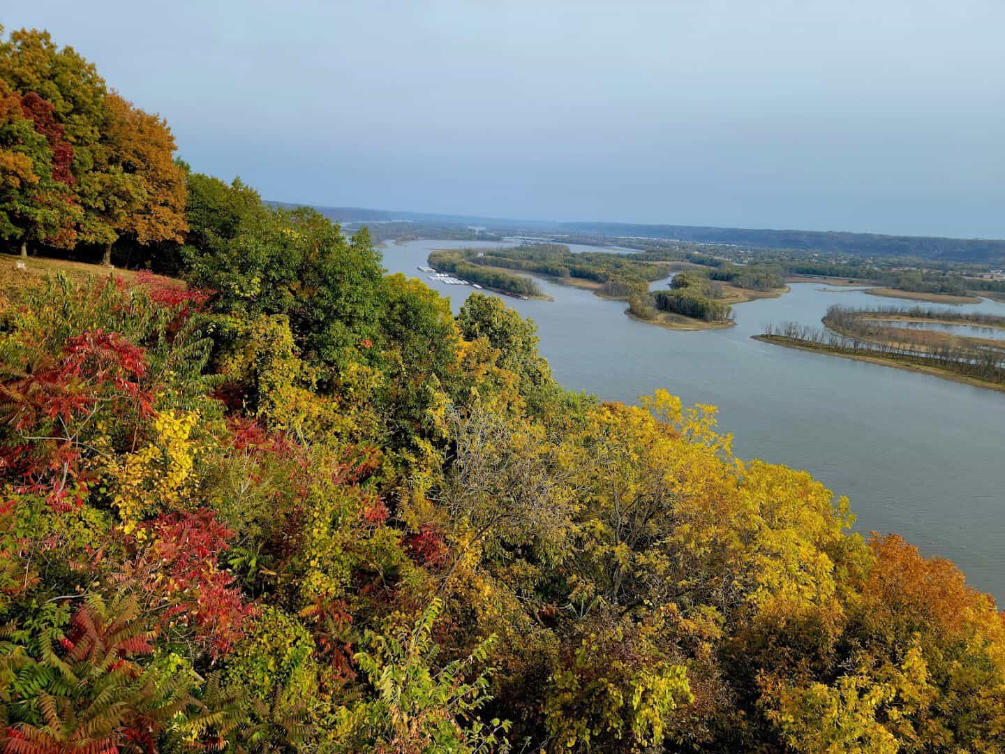Fall overlook of the Mississippi River at Pikes Peak State Park, Iowa