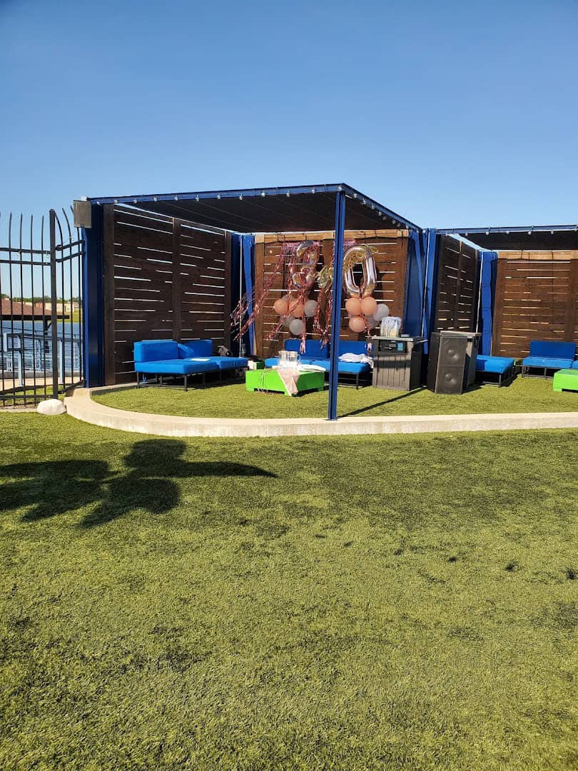 A private cabana on the lawn at The Cove at BearX in College Station, Texas
