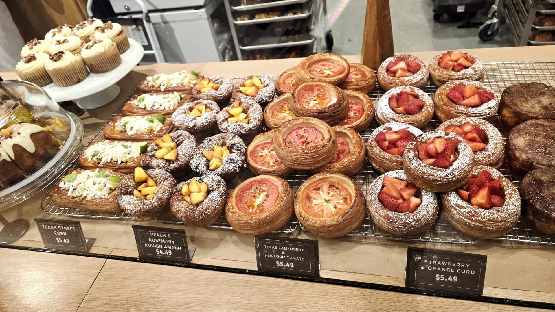 Fresh bakery pastries at Pullman Market in San Antonio