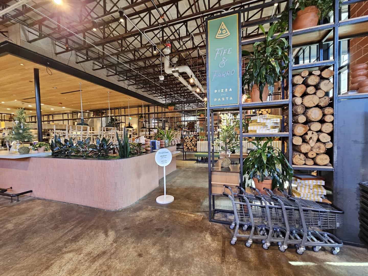 The market and restaurant floor inside Pullman Market in San Antonio