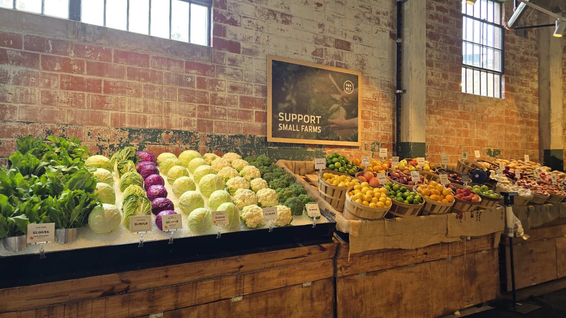 Fresh Texas produce for sale at Pullman Market in San Antonio