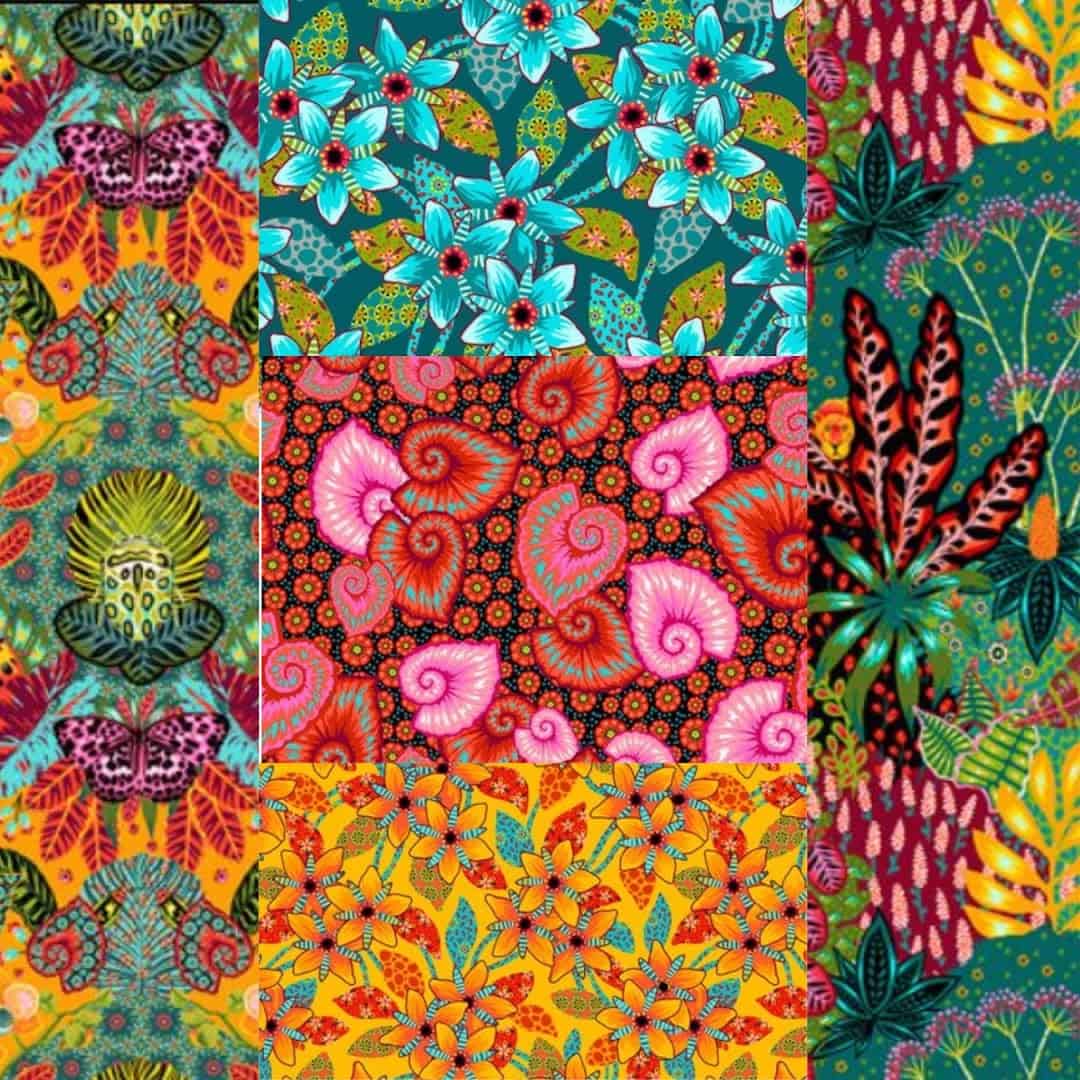 Bold designer quilting fabric prints at The Quilted Skein in La Grange, Texas