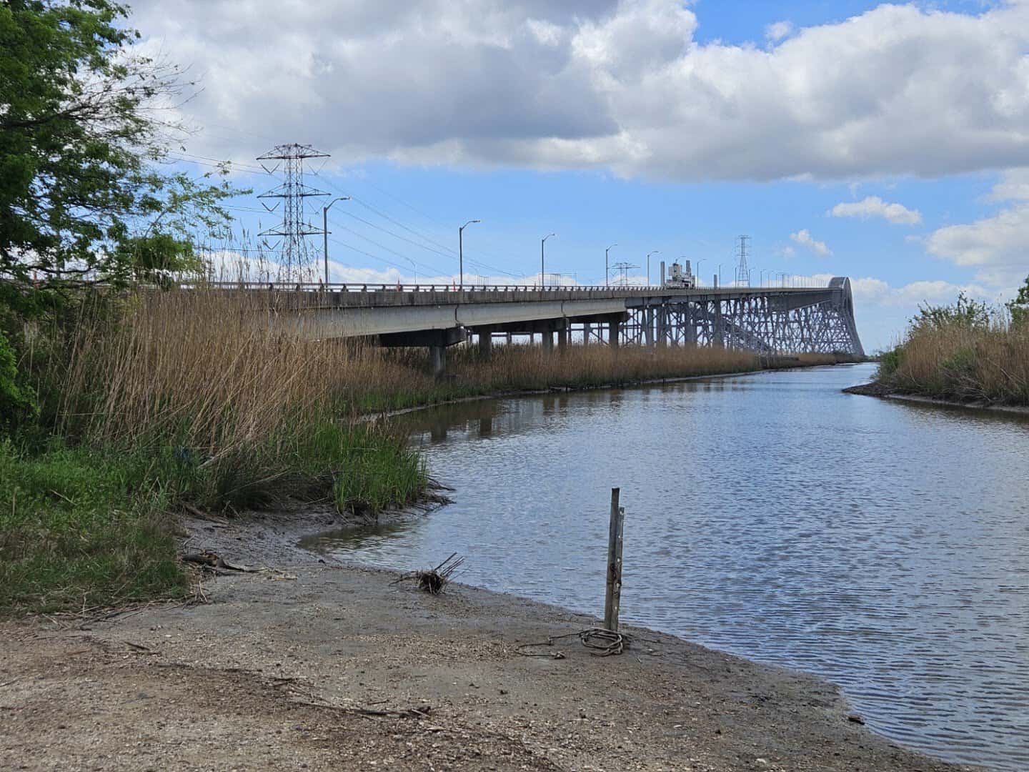 The Rainbow Bridge crossing the water in the Golden Triangle of Southeast Texas