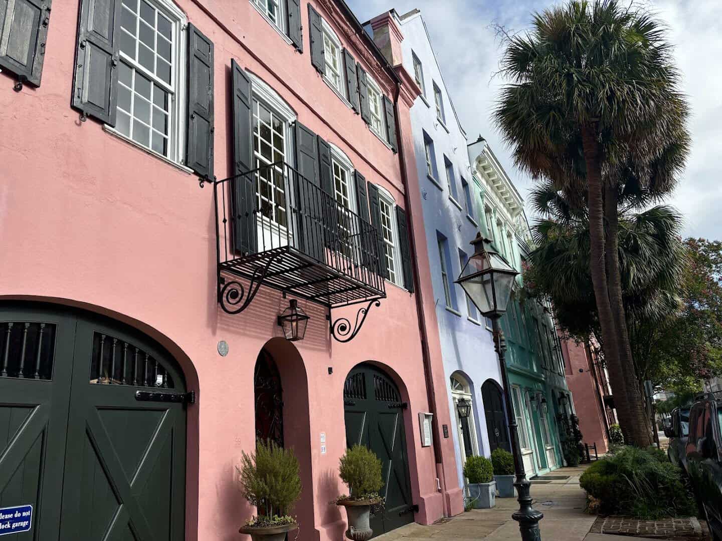 The pastel houses of Rainbow Row on East Bay Street, Charleston, South Carolina