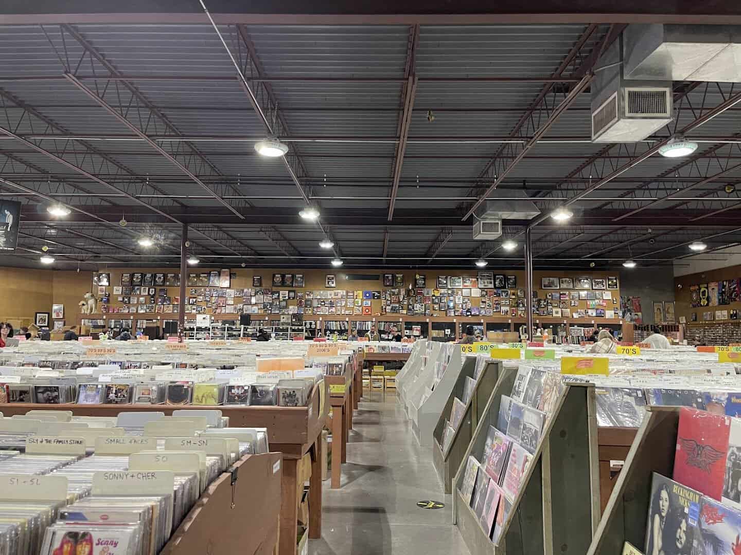 Interior floor of Forever Young Records in Grand Prairie, Texas