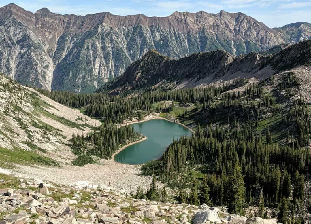 Red Pine Lake in its granite bowl, Little Cottonwood, Utah
