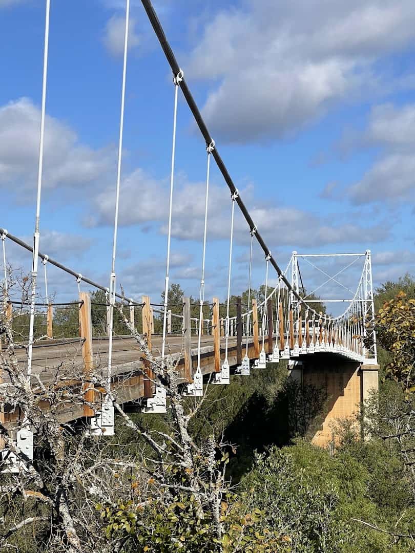 The Regency Suspension Bridge spanning the Colorado River near Regency, Texas