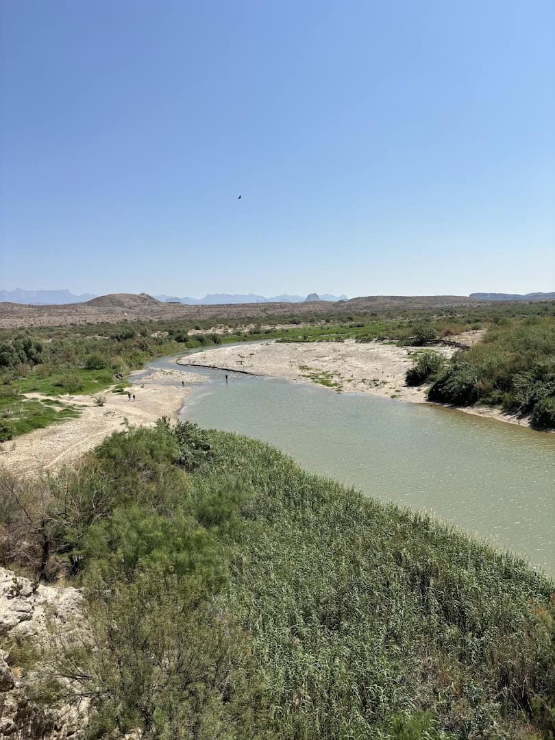 The Rio Grande bending past the mouth of Santa Elena Canyon