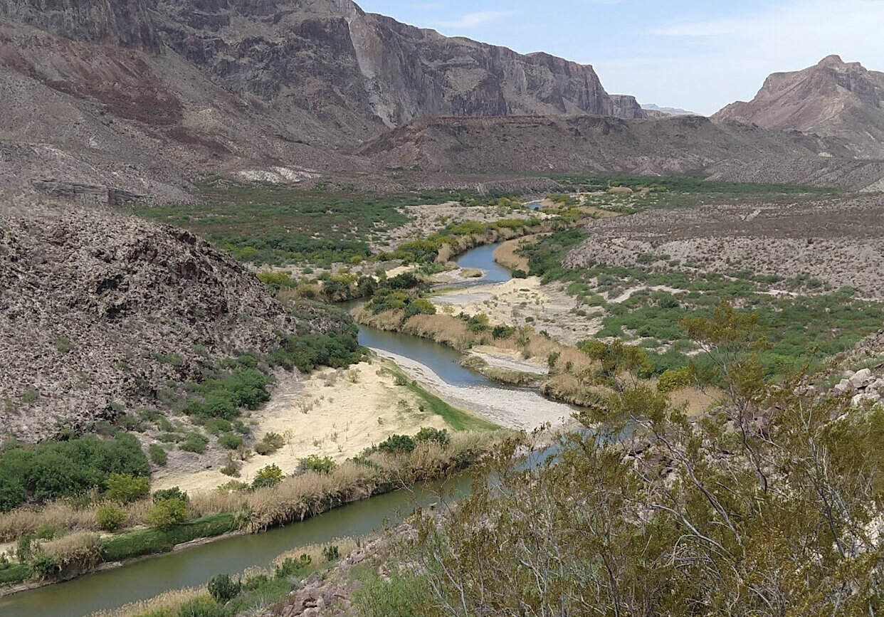 The Rio Grande winding below the FM 170 River Road near Big Bend Ranch State Park, Texas