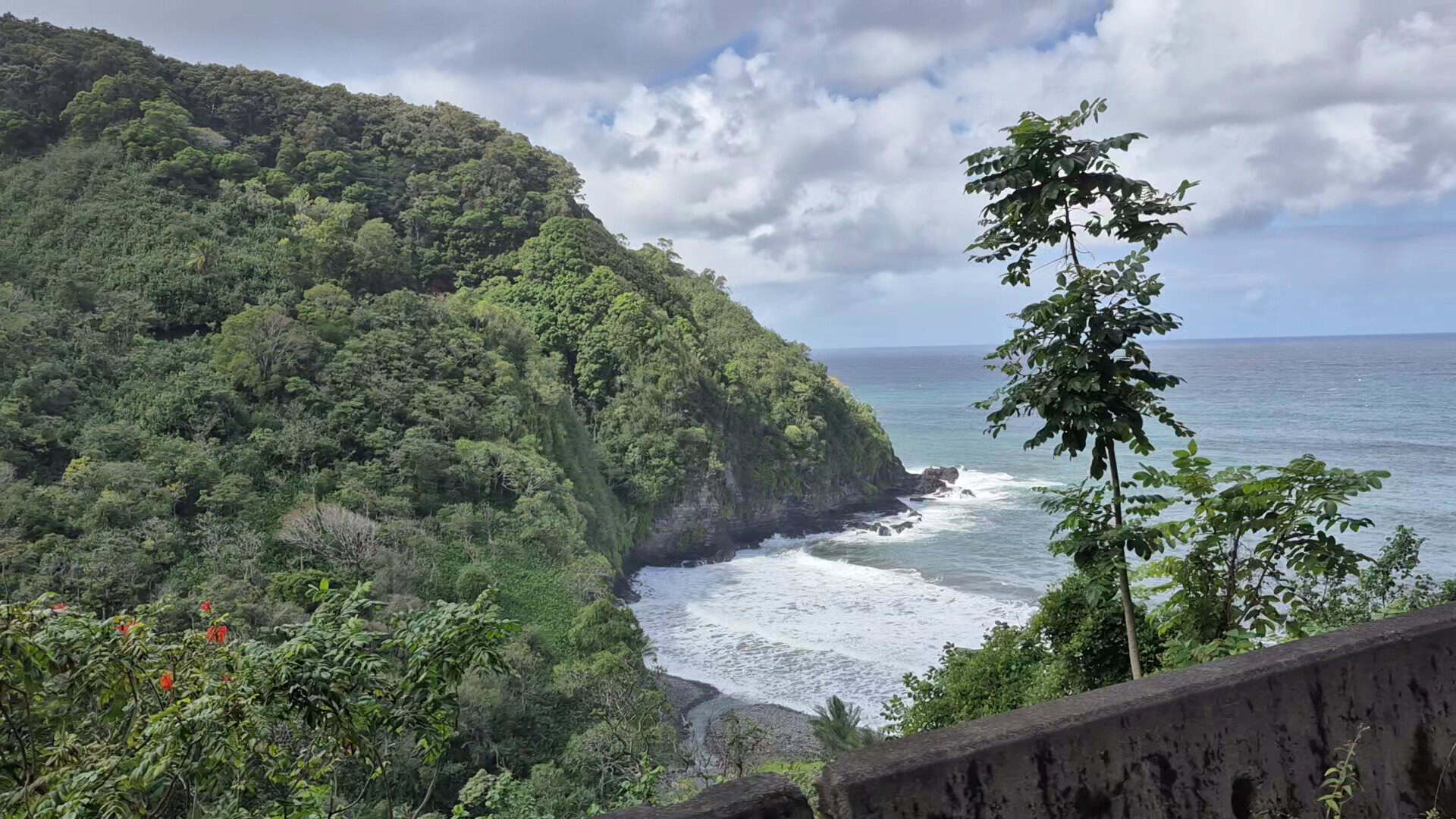 Lush coastline along the Road to Hana on Maui, Hawaii