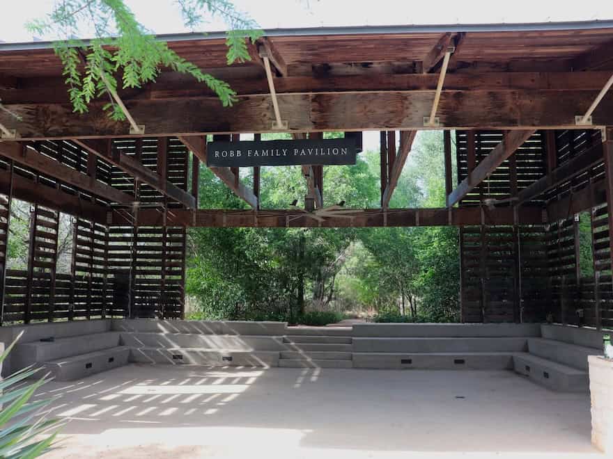 The Robb Family Pavilion in the family garden at the Lady Bird Johnson Wildflower Center in Austin