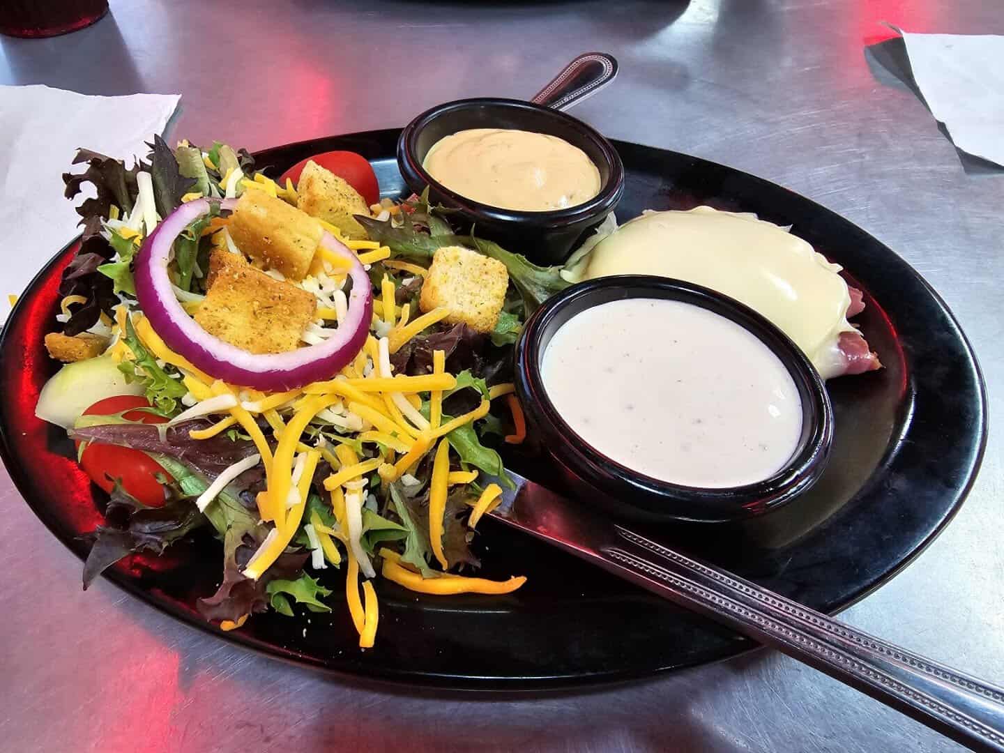 House salad with ranch dressing at the Runaway Train Cafe in Brownwood, Texas