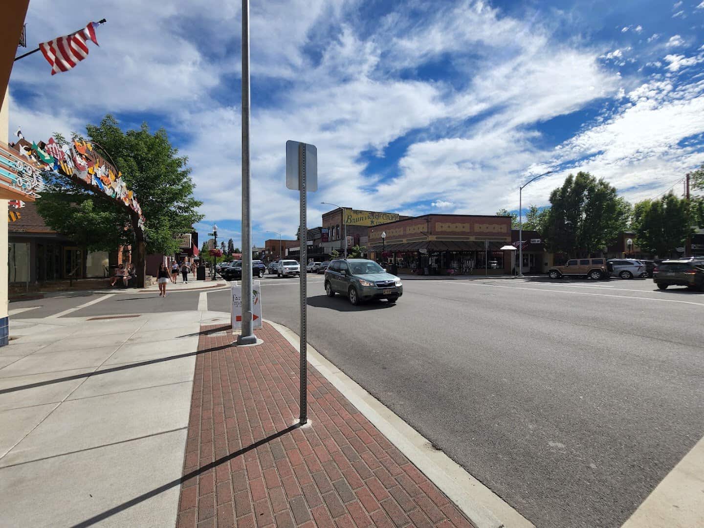 Walkable downtown street in Sandpoint, Idaho near Lake Pend Oreille