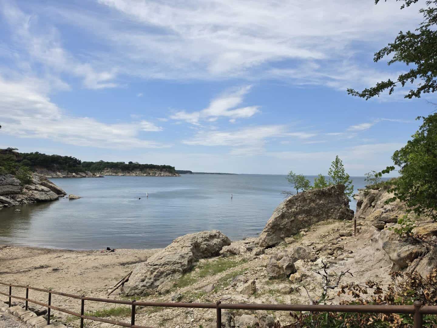 Sandy beach along Lake Texoma at Eisenhower State Park