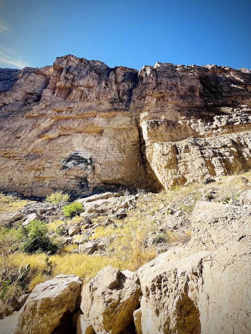 Layered limestone cliff face of Santa Elena Canyon