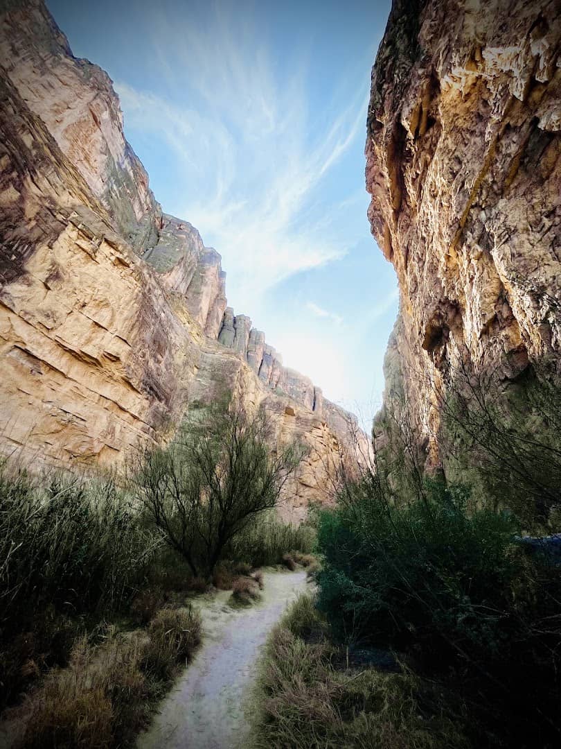 Hiking path between the towering walls of Santa Elena Canyon