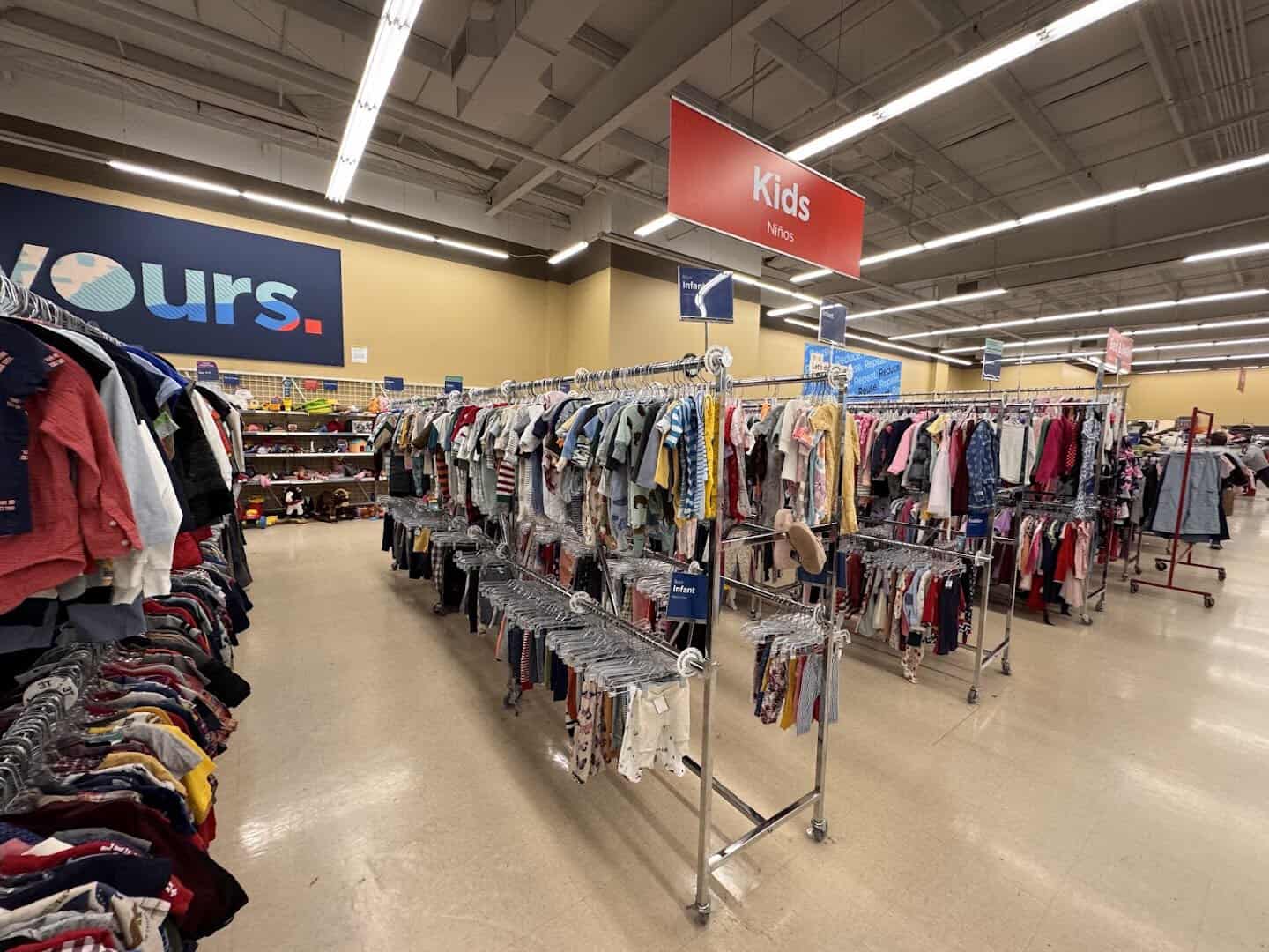 Sorted clothing departments at Savers in Cedar Park